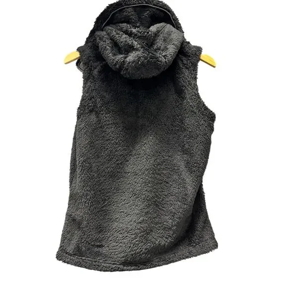 Kuhl Flight Vest Womens Medium Black Full Zip Sherpa Fleece Hidden Hood Jacket - Picture 4 of 11